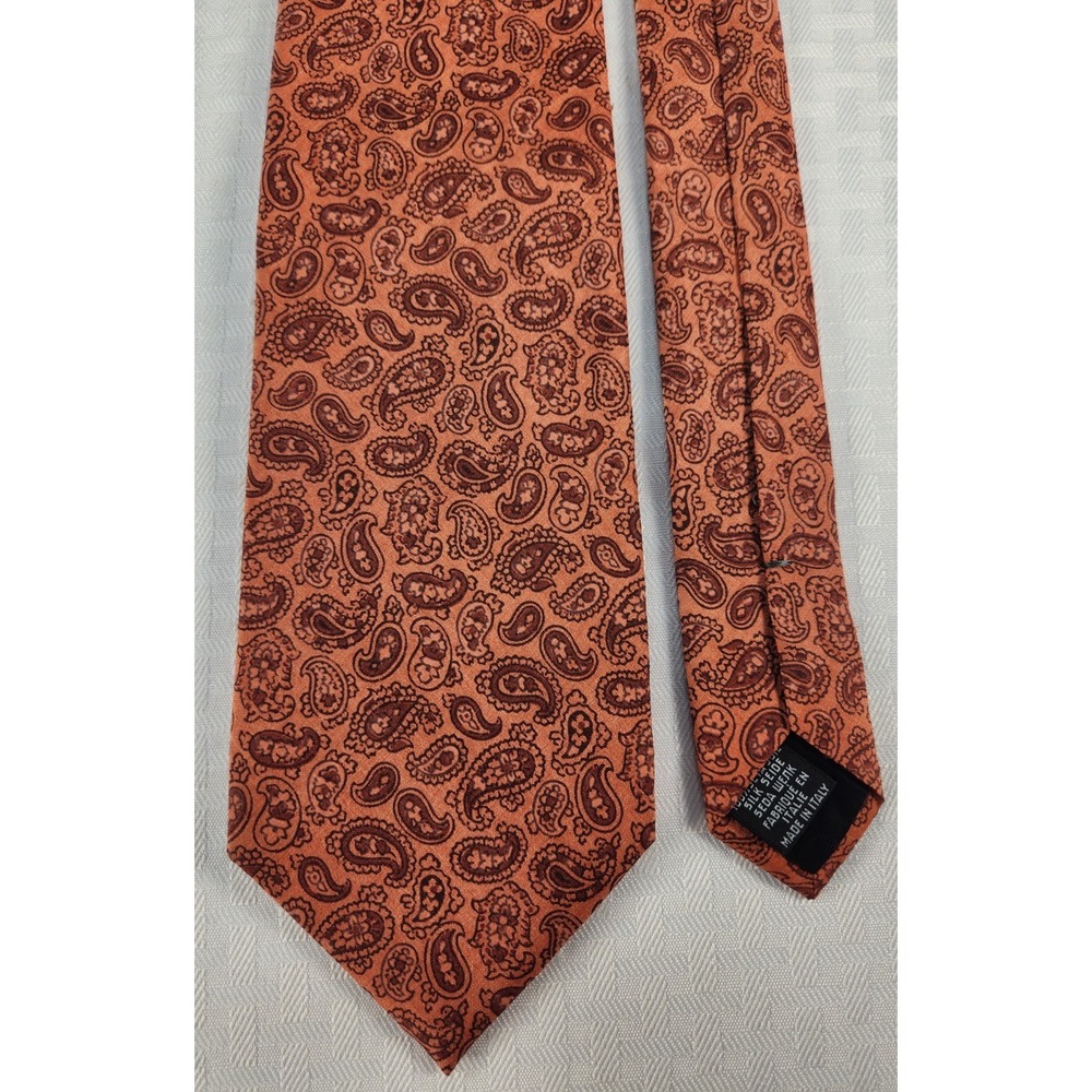 UNGARO PARIS made Italy 100% Silk Tie Rust Burnt Orange Necktie Paisley NEW Tags